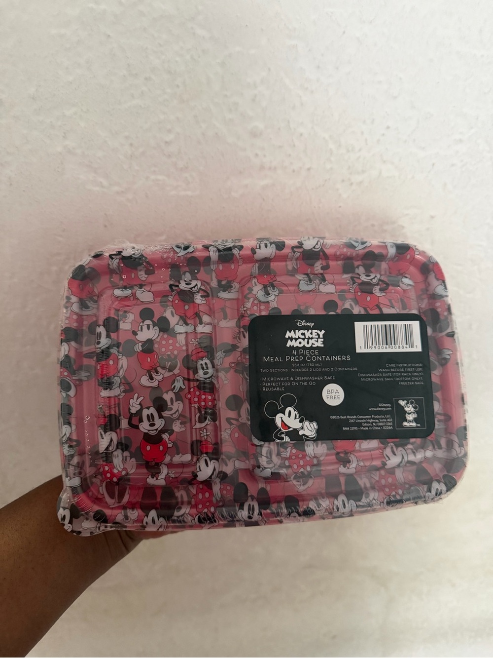 Disney Mickey Mouse Meal Prep Containers - Pink/Black